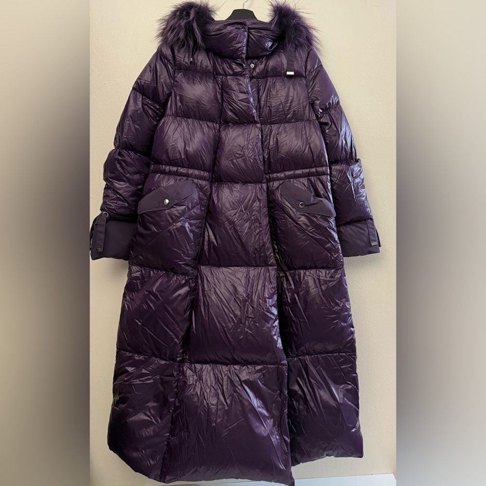 NWT Diego M Long Down Puffer Purple Jacket Women's Size 40/US M‎